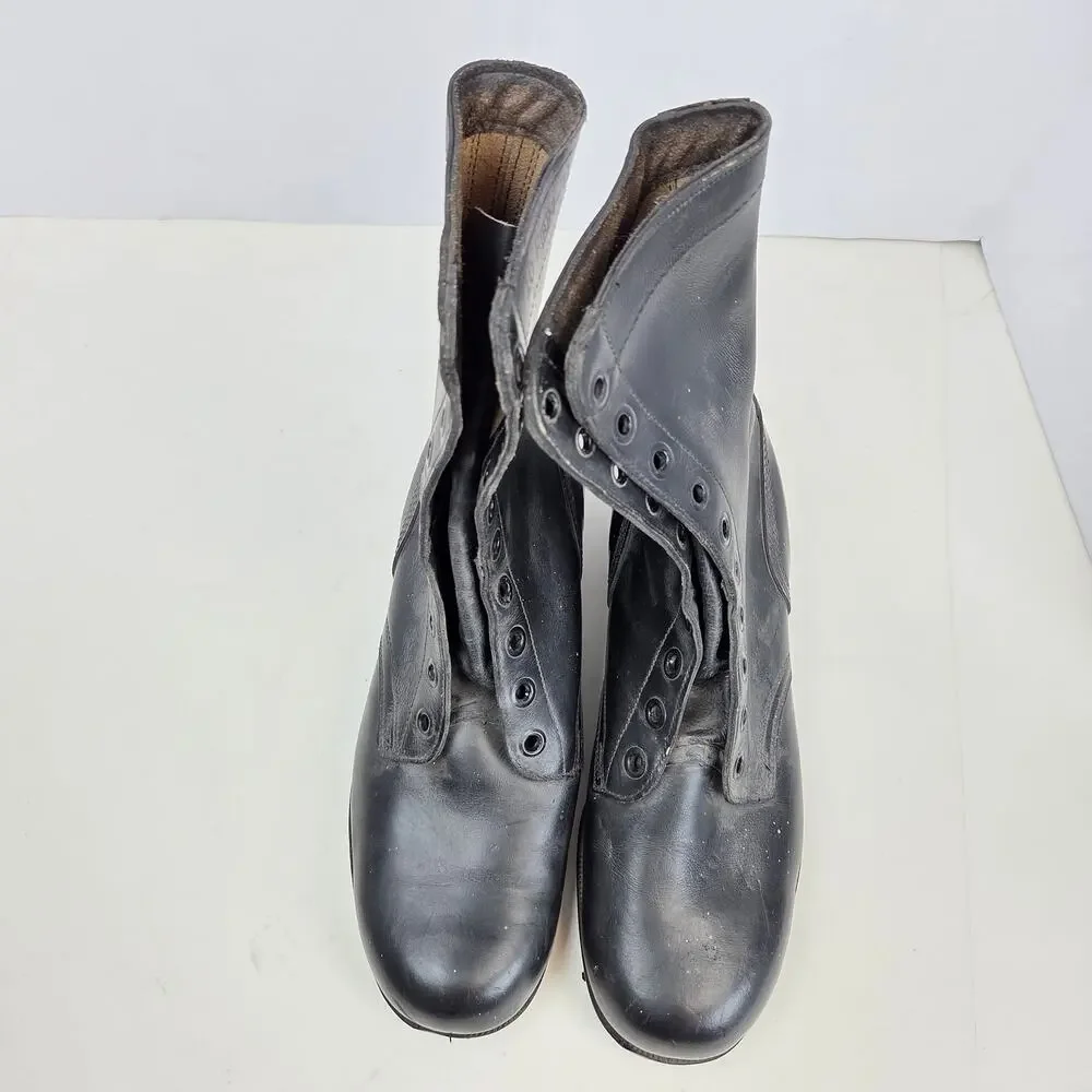 Vintage 1971 USGI Combat Boots 10R Black Leather Vietnam Era Ro-Search Sole